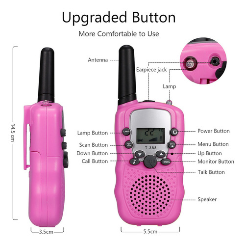 Adulto Niños Walkie Talkies Radio 2 Vías Con Linterna