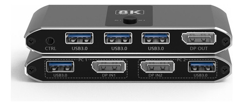 Conmutador De Pantalla Ultraclaro Kvm Switch 8k De 2 Entrada