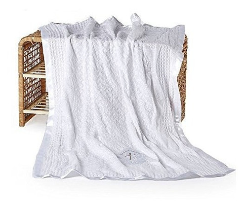 Imagen 2 de 6 de Bautizo Del Bebé Recién Nacido Manta Blanca Unisex Bautismo