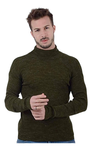 Sweater De Lana Hombre Cuello Alto
