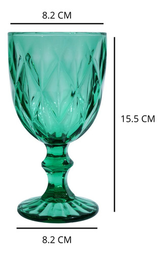 Copas Vidrio Vino Tinto Labrada Agua Cristal 245 Ml Vittori Verde/4 Piezas