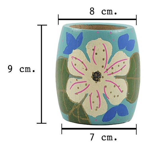 Imagen 3 de 3 de Mate De Madera Pintado Con Flores