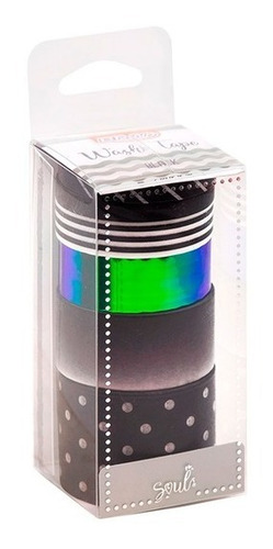 Cinta Adhesiva Washi Tape Enjoy Color Blister X6 Cintas Brw Color Negro