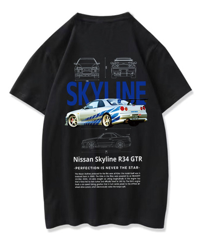 Playera Carro Gtr R34 Skyline Negra Hombre/mujer Playeras