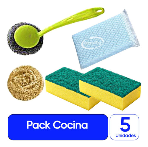 Set Esponjas De Platos Loza Limpieza Cocina + Mango - 5 Un