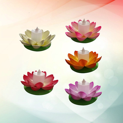 Lámpara Flotante Artificial Con Forma De Flor De Loto, 6 Uni