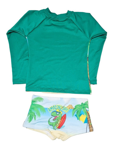Imagem 3 de 8 de Sunga Blusa De Proteção Uv Infantil Shark Patrulha Biquini