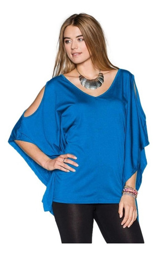 Blusa Feminina Mangas Amplas Modelo Túnica Decote V Soltinha