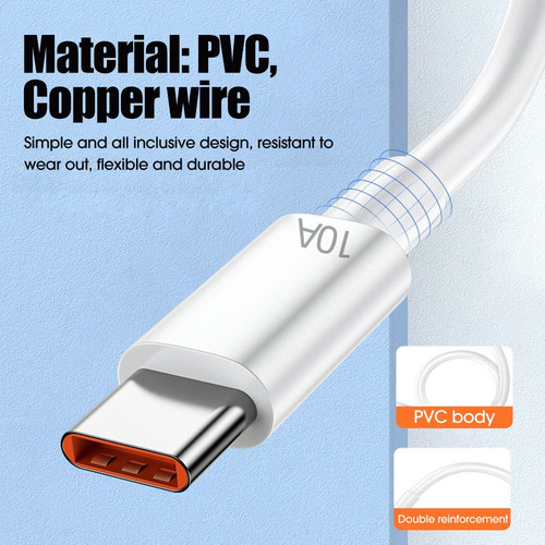 5 Pzs Cable Usb Tipo C 10a Carga Rápida 15m