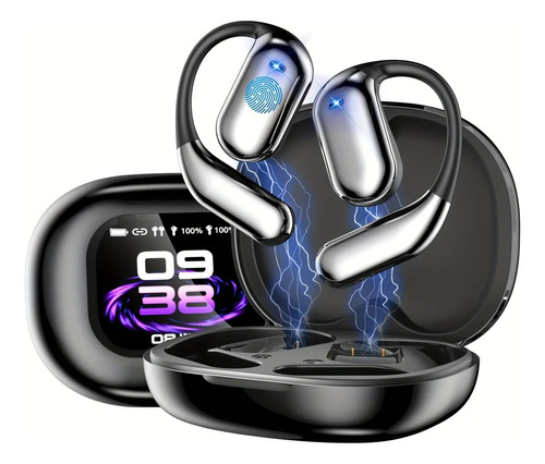 Lotfits Audífonos Bluetooth 5.4 Auriculars Pantalla A Color Inteligente Abierto Ows Open-ear reducción De Ruido Enc y Anc impermeables Ipx7 Color Negro Q16pro