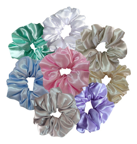 Scrunchies Standard Raso Box Premiun Celeste Standard Box X 24
