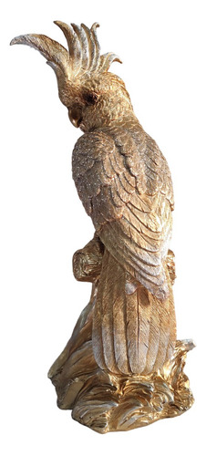 Adorno Figura Decorativa Loro Dorado, Alto 34cm.