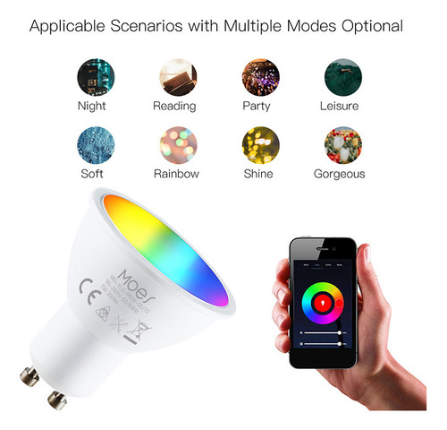 Bombilla Inteligente Wi-fi Gu10 Rgb Que Cambia De Color