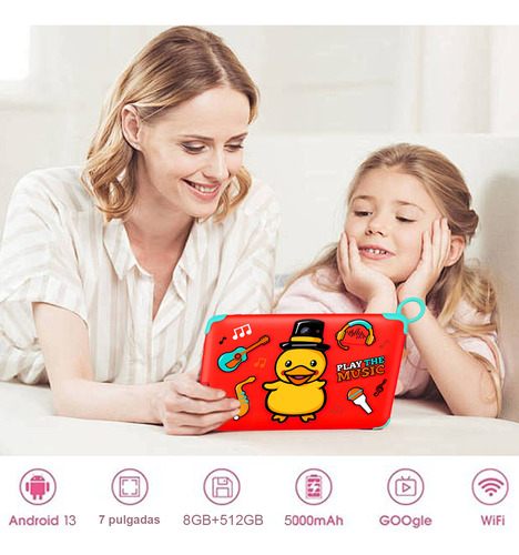 Tableta Kids One Economica E-24 64gb 4gb Ram 7'' Niños Color Rojo