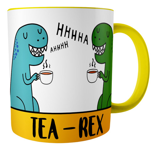 Taza Cerámica Tea Rex Dinosaurios 325 Ml Kawaii