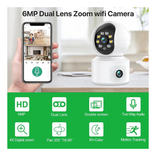 Câmera Wifi De Tela Dupla 4k De 6 Mp