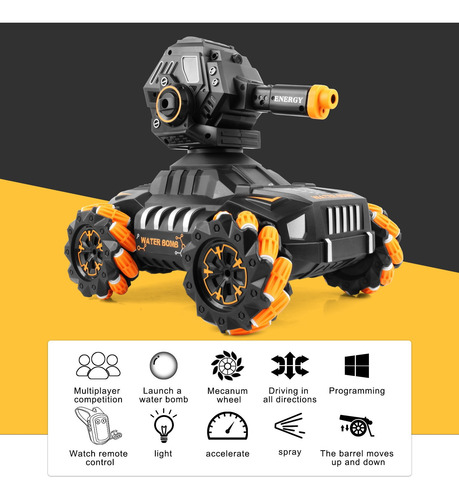 Imagen 7 de 8 de Coche Rc Tanque, 12 Kmh Todos Los Terrenos Vehículo Eléctric