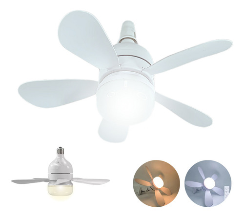 Ventilador De Techo Dosyu 5 Aspas Con Luz Led Blanco Frío Y Cálido 50hz Y Foco Entrada E27