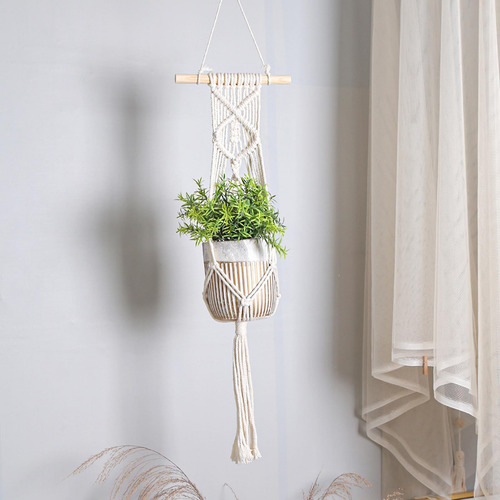 Maceta Colgante, Decoración Tejida, Borla De Macramé Para