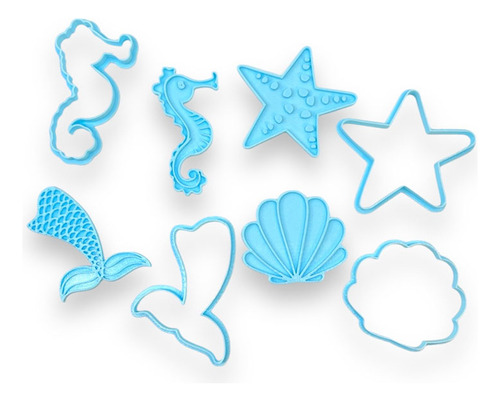 Kit Cortantes De Repostería Galletitas Mar Sirena Estrella