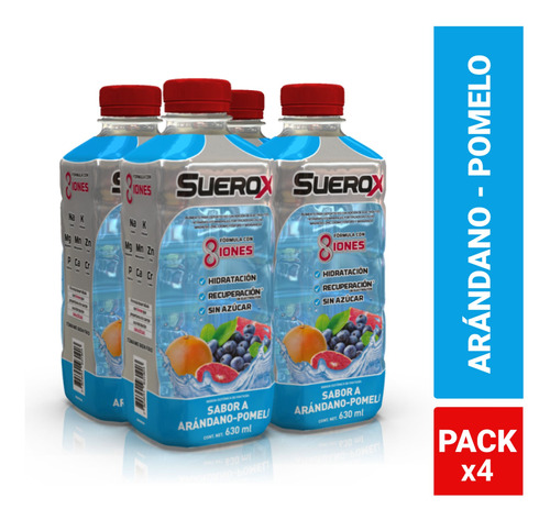 Pack Suerox Bebida Isotónica Arándano-pomelo 4x630 Ml