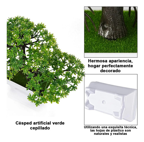 Arbol Bonsa' Artificial Con Macetadecoración Hogar Oficina Verde