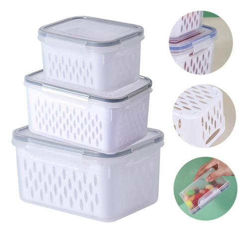 X Storage Box 3pc Fruit Vegetable Storage Containers For Fri