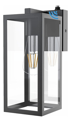 Lámpara Farol De Pared Moderno Con Fotocelda Modelo Dórico Color Negro