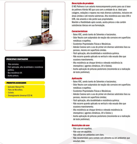 Cola Selante Ms Polímero 40 W-max Aplicavel Em Áreas Úmidas
