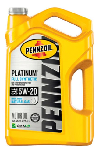 Aceite 5w20 Platinum Pennzoil Full Sintetico 4.73 Litros