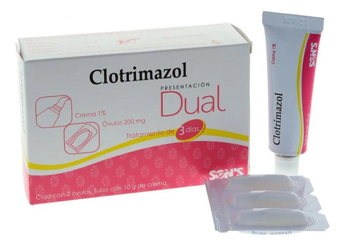 Clotrimazol Dual Óvulos 200mg Y Crema 1% Tratamiento 3 Días
