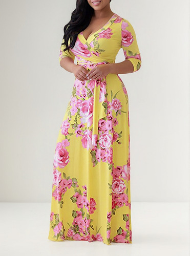 Vestido De Talla Grande Vestido De Manga Larga Con Cuello En