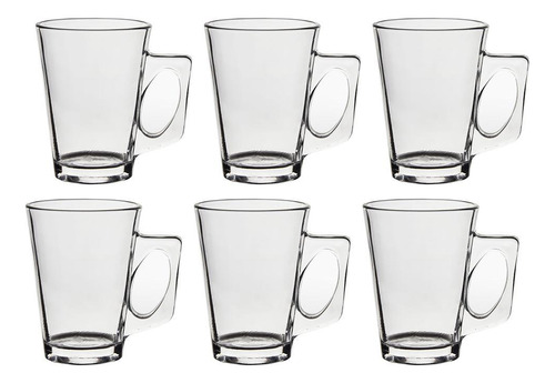 Jogo 6 Canecas De Vidro Casual 185ml Class Home