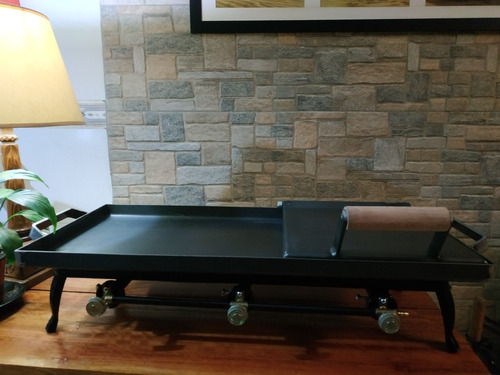 Plancha Chivitera 70 X 30 Con Prensa Y Quemador Triple