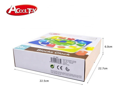 Imagen 2 de 10 de Reloj Encastre Madera Aprender La Hora Acool Ac7663 Full