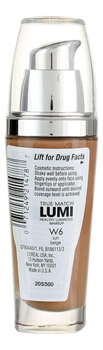 Maquiagem L'oreal Paris True Match Lumi Healthy W6 Sun Beige