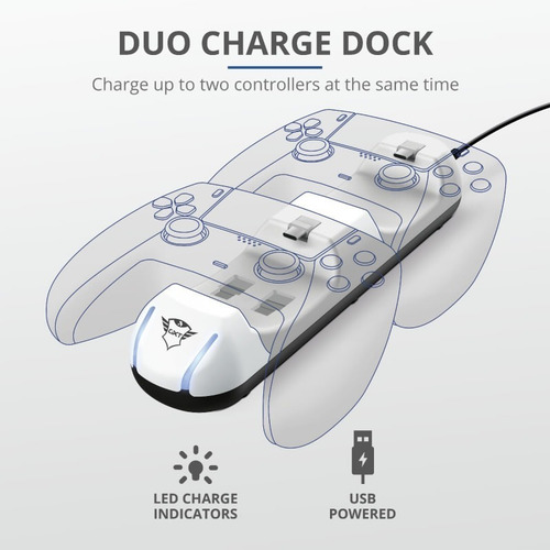 Imagen 7 de 9 de Base Cargador Ps5 Trust Gxt-251 Joystick Playstation 5 Doble