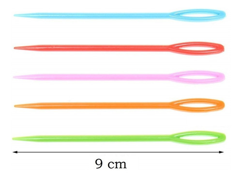 48 Agujas Plásticas Coser Lana Arte Manualidad Escolar 9cm