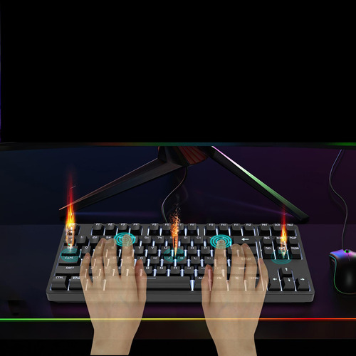 87 Teclas Teclado Mecânico Com Fio Interruptores Preto