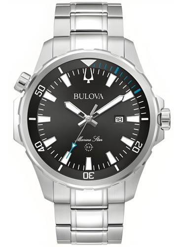 Reloj Caballero Bulova Marine Star Plata Negro 96b382 