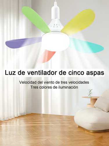 Ventilador De Techo Con Luz Lampara De Ventilador E27 30w