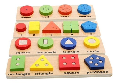 Wooden Geometric Shapes Early Education Educational Kids