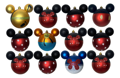 Kit Enfeites Disney 12 Bolas Árvore De Natal Mickey Original