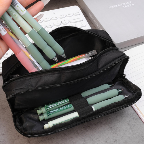 Estuche Negro De Gran Capacidad Para Lápices Para Hombre, Si