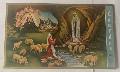 Antigua Lámina Virgen De Lourdes  Ar1