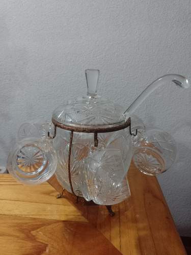 Ponchera Ensaladera De Cristal Con Bronce