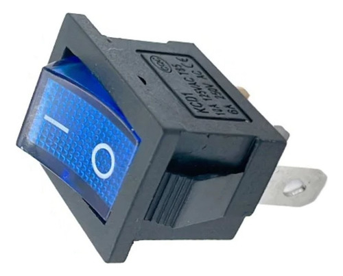 Llave Tecla Kcd1 Rocker 6a Azul 3-pin Neon 20mm Recta