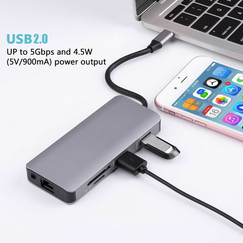 Generic Adaptador Usb C 9 En 1 Rj-45 Vga Compatible Con Usb