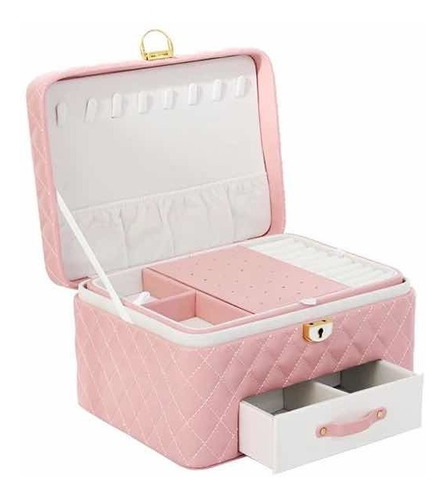 Imagen 6 de 9 de Caja Alhajero Organizador De Joyas Anillos Con Llave Y Cajon