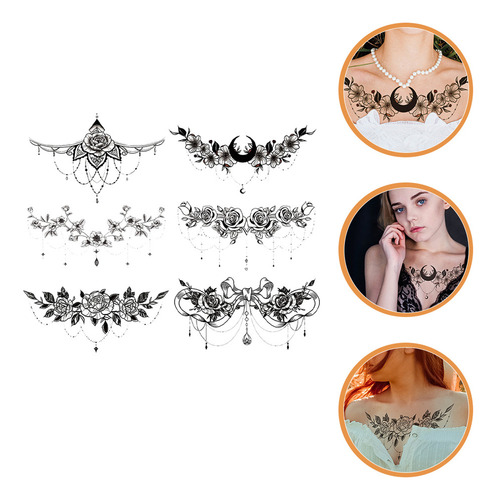 Pegatinas Para Tatuajes En El Pecho, 6 Unidades